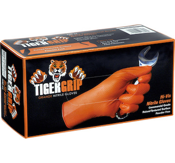 Nitrilové jednorázové rukavice oranžové KUNZER TIGER GRIP S